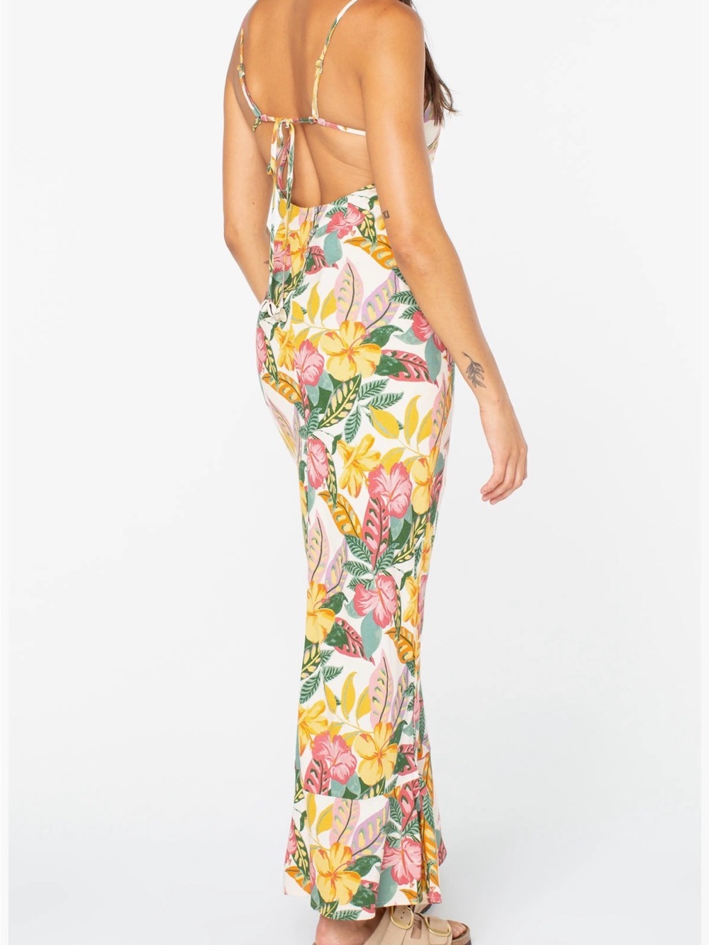 Roxy Lost Paradise Linen Floral Slip Maxi Dress in Multicolor - Picture 5 of 5